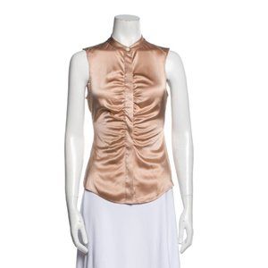 worn twice: THEORY Ruched Fitted Silk Blouse